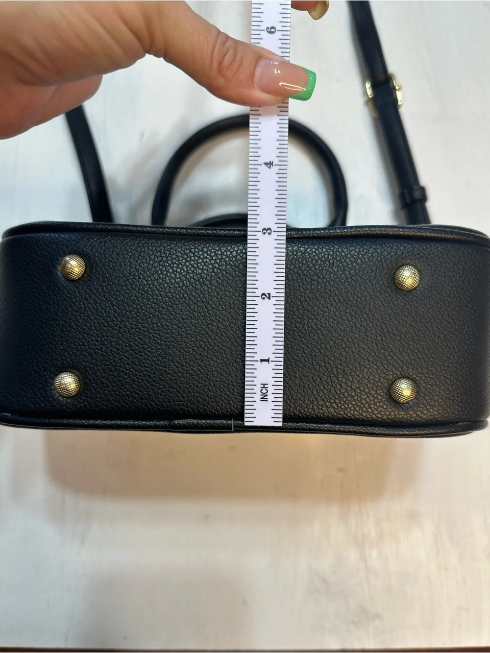 Kayla Ava Black Faux Leather Satchel Crossbody Bag Gold Hardware Floral Lining